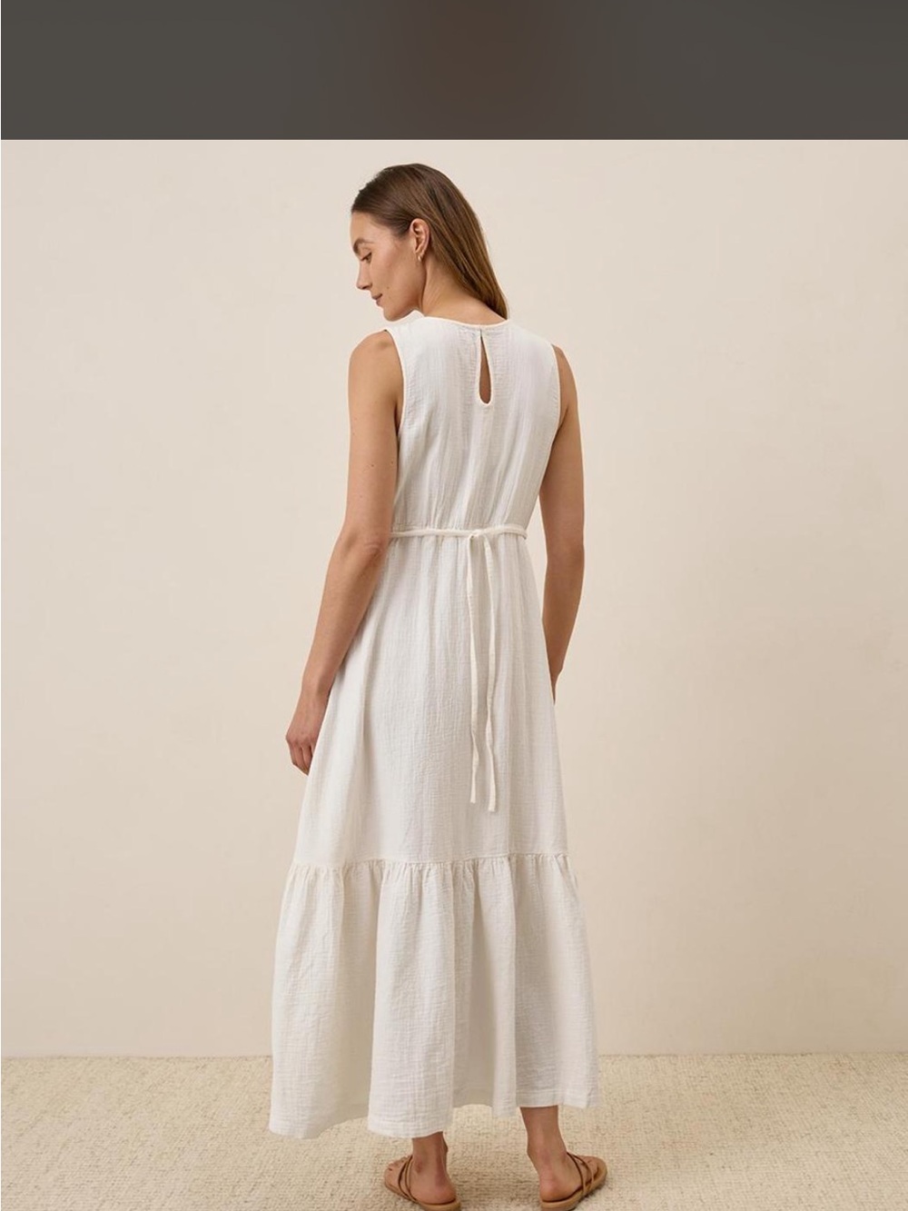 Pact White Sleeveless Maxi Dress with Tie Back